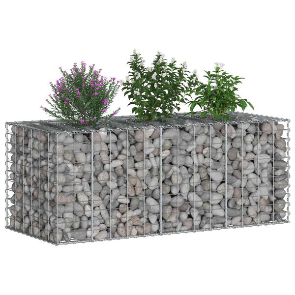 vidaXL Pat ridicat din gabion Argintiu 140 x 60 x 55 cm