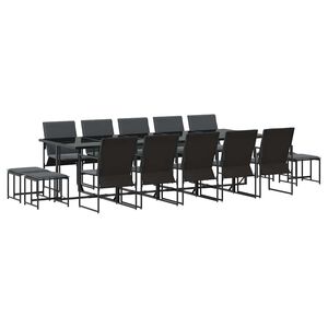 vidaXL Set de masă pentru grădină 15 buc. Negru Oțel
