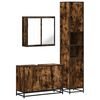 vidaXL Set mobilier de baie, 3 piese, stejar fumuriu, lemn prelucrat