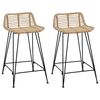 vidaXL Scaun de bar 2 buc. natural 44 x 45 x 76 cm Rattan și oțel