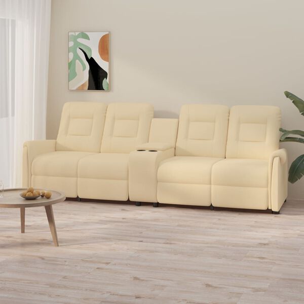 vidaXL Fotoliu masaj rabatabil cu 4 locuri și suport de pahar, crem