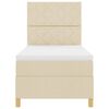 vidaXL Pat cu arcuri cu saltea cu headboard Crem 90 x 200 cm țesătură