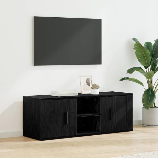 vidaXL Cabinet TV Stejar Negru 100 x 31,5 x 35 cm Lemn compozit