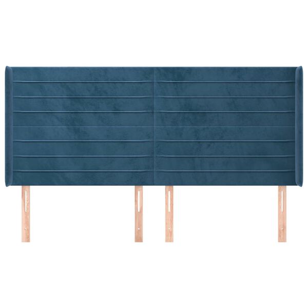 vidaXL Tăblie pat cu urechi albastru &icirc;nchis 183x16x118/128 cm catifea