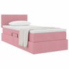 vidaXL Pat cu storage cu saltea cu headboard Roz 90 x 190 cm Catifea