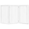 vidaXL Poartă pentru c&acirc;ini pliabilă, 3 panouri, alb, 150 cm, lemn plop