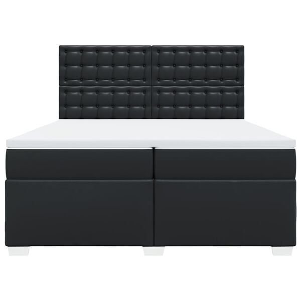 vidaXL Pat box spring cu saltea, negru, 200x200 cm, piele ecologică