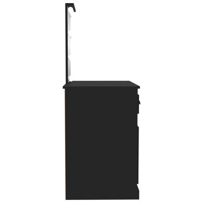 vidaXL Masă de toaletă cu LED, negru, 90x50x132,5 cm, lemn prelucrat
