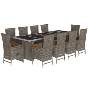 vidaXL Set mobilier de grădină cu perne, 11 piese, gri, poliratan