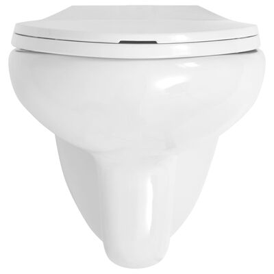 vidaXL Toaletă suspendată, cu colac silențios, ceramică, Alb WC