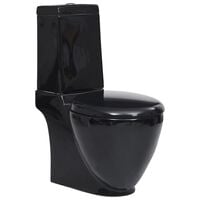 vidaXL Toaletă, negru, ceramică, flux de apă în spate