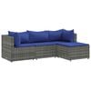 vidaXL Set mobilier de grădină cu perne, 4 piese, gri, poliratan