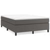 vidaXL Pat box spring cu saltea, gri, 140x190 cm, piele ecologică