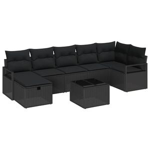 vidaXL Set de canapea 8 buc. 7-Număr de locuri Negru poliratan