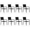 vidaXL Set de masă pentru grădină, 9 piese, negru, poliratan