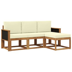 vidaXL Set de canapele de exterior cu pernă 4 pcs Natural și Crem