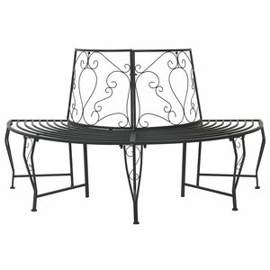 vidaXL Bancă cu arbori 4-Număr de locuri 160 x 80 x 89 cm Oțel Negru