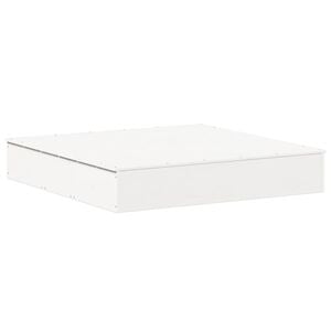 vidaXL Groapă de nisip cu capac, alb, 111x111x19,5 cm, lemn masiv pin