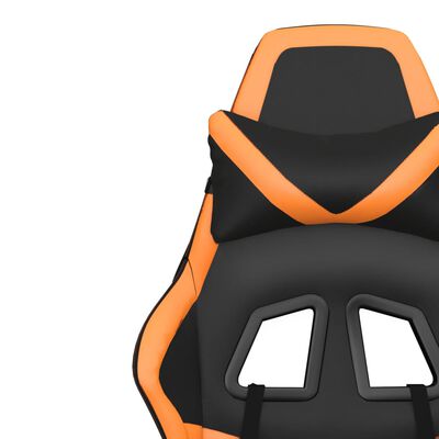 vidaXL Scaun de gaming de masaj, negru și portocaliu, piele ecologică