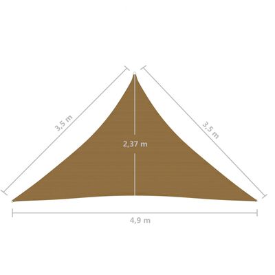 vidaXL Pânză parasolar, gri taupe, 3,5x3,5x4,9 m, HDPE, 160 g/m²