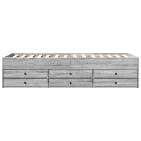 vidaXL Pat de zi cu sertare fără saltea, gri sonoma, 90x200 cm