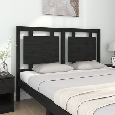 vidaXL Tăblie de pat, negru, 140,5x4x100 cm, lemn masiv de pin