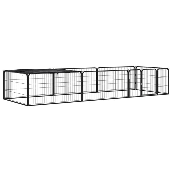 vidaXL Țarc câini 8 panouri negru 100x50 cm, oțel vopsit electrostatic