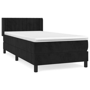 vidaXL Pat box spring cu saltea, negru, 90x190 cm, catifea