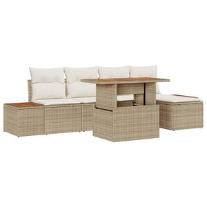 vidaXL Set de canapele pentru grădină 6 pcs Bej Rattan poli