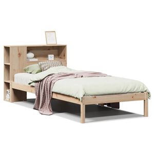 vidaXL Pat cu bibliotecă fără saltea, 75x190 cm, lemn masiv de pin