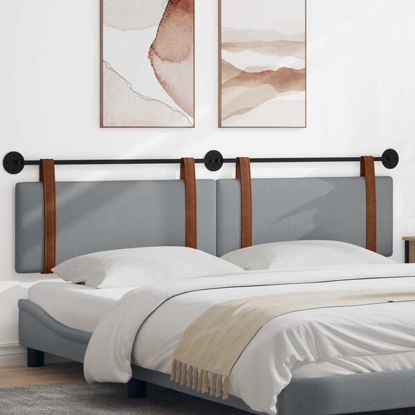 vidaXL Cap de pat suspendat Gri deschis 210 x 55 x 5 cm PU antic