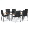 vidaXL Set mobilier de grădină, 7 piese, negru, textilenă și oțel