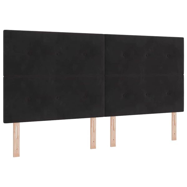 vidaXL Pat cu arcuri cu saltea cu headboard Negru 200 x 200 cm Catifea