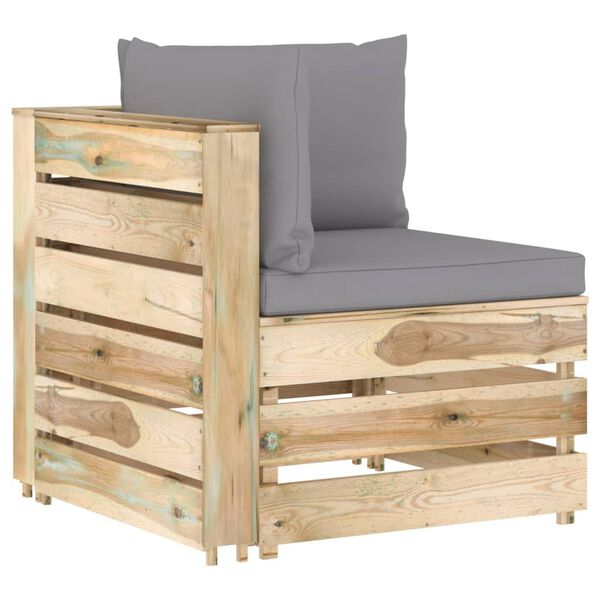 vidaXL Set mobilier de grădină cu perne, 10 piese, lemn verde tratat