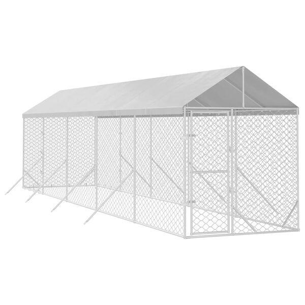 vidaXL Padoc exterior cu acoperiș argintiu 2x10x2,5 m oțel galvanizat