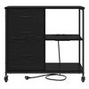 vidaXL Cabinet cu Stație de &Icirc;ncărcare Stejar Negru 76 x 41 x 72 cm