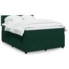 vidaXL Pat box spring cu saltea, verde &icirc;nchis, 140x200 cm, catifea