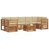 vidaXL Set de canapele de exterior cu pernă 8 pcs Natural și Bej