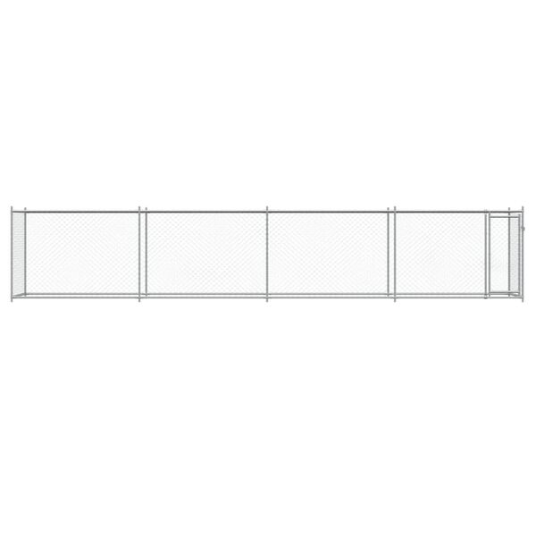 vidaXL Cușcă pentru c&acirc;ini cu ușă, gri, 8x2x1,5 m, oțel galvanizat