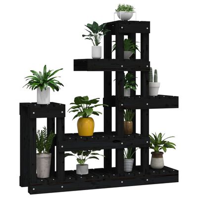 vidaXL Suport pentru plante, Negru,92x25x97 cm, lemn masiv de pin