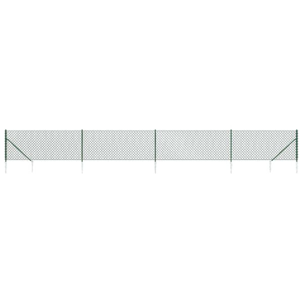 vidaXL Gard plasă de sârmă cu țăruși de fixare, verde, 1,1x10 m