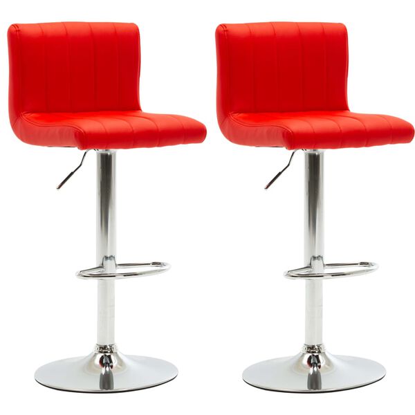 vidaXL Scaune de bar, 2 buc., roșu, piele ecologică