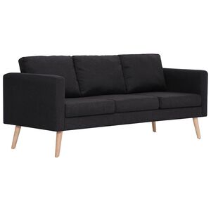 vidaXL Canapea cu 3 locuri, negru, material textil