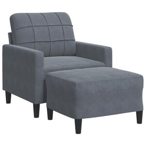 vidaXL Fotoliu canapea cu taburet, gri &icirc;nchis, 60 cm, catifea