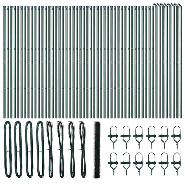 vidaXL St&acirc;lp de gard. Verde 100 x 1,5 m (plasă de 36 mm) Oțel și PVC