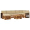 vidaXL Set de canapele de exterior cu pernă 7 pcs natural