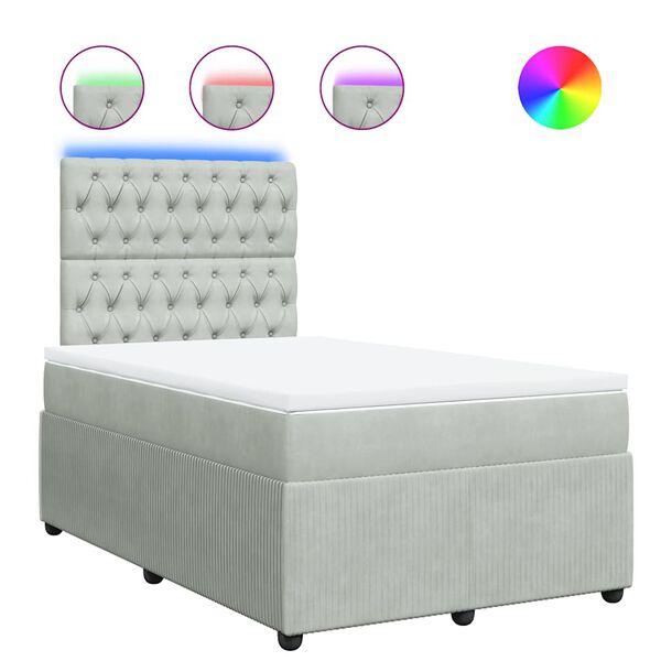 vidaXL Pat continental cu saltea, gri deschis, 120x200 cm, catifea