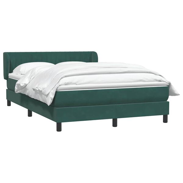 vidaXL Pat box spring cu saltea, verde &icirc;nchis, 160x220 cm, catifea