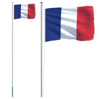 vidaXL Steag Franța și stâlp din aluminiu, 6,23 m