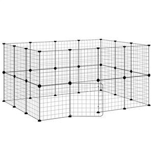 vidaXL Cușcă animale de companie cu ușă 28 panouri negru 35x35 cm oțel